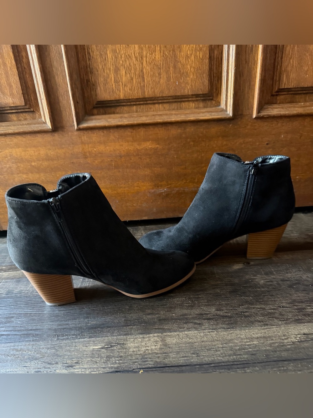 Style & Co. Jamila Black Micro Suede Ankle Booties Size 9W